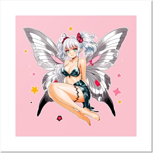 Moth Girl anime, cute giant monster kawaii anime tee Posters and Art